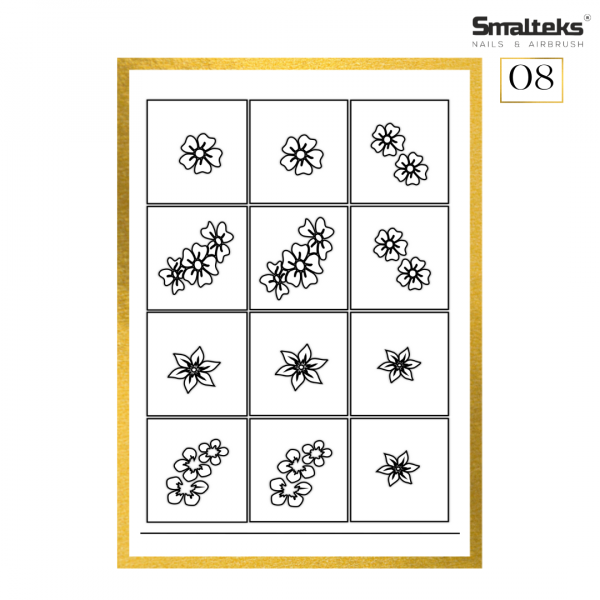 Plantilla para aerografía y diseño de uñas Smalteks 08