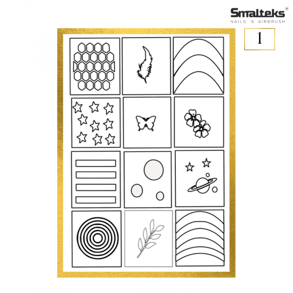 Plantilla para aerografía y diseño de uñas Smalteks 01
