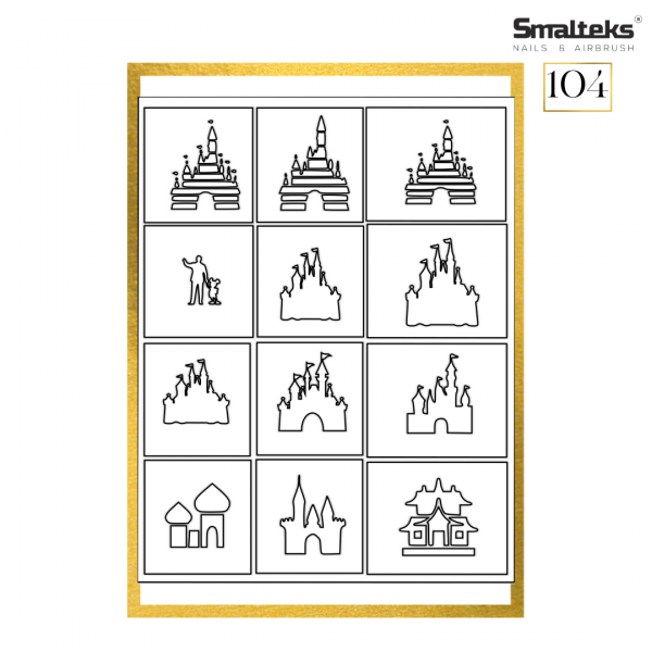 Plantilla para aerografía y diseño de uñas Smalteks 104