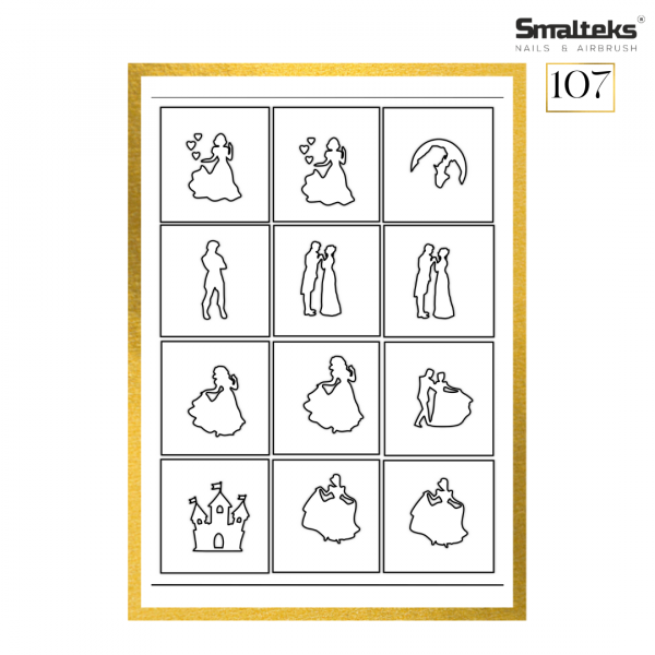 Plantilla para aerografía y diseño de uñas Smalteks 107