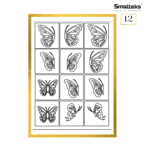 Plantilla para aerografía y diseño de uñas Smalteks 12