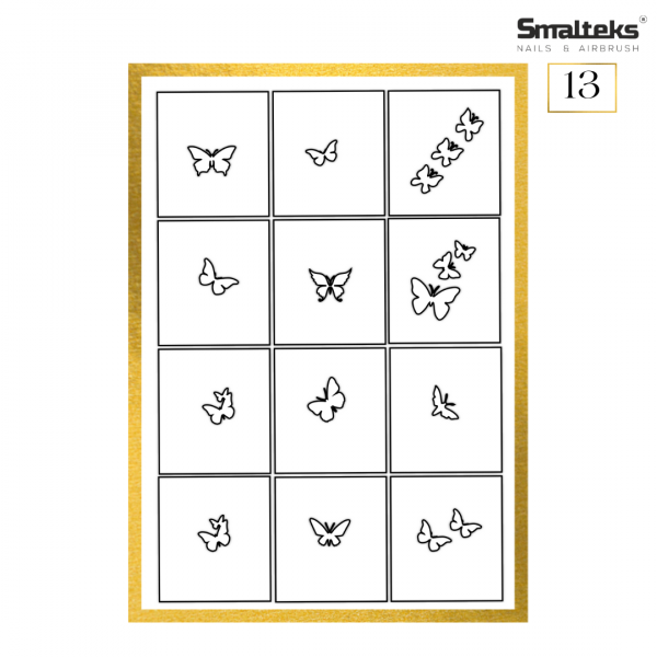Plantilla para aerografía y diseño de uñas Smalteks 13