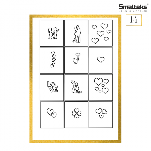 Plantilla para aerografía y diseño de uñas Smalteks 14