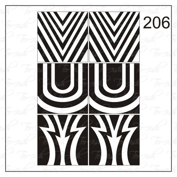 Plantilla para aerografía y diseño de uñas Nº 206