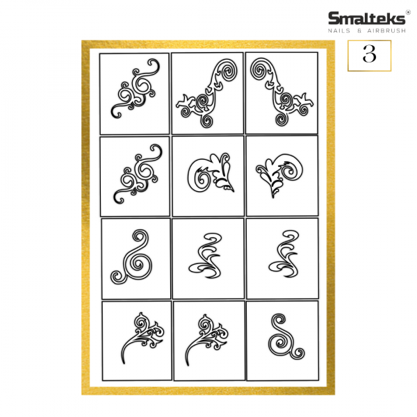 Plantilla para aerografía y diseño de uñas Smalteks 03
