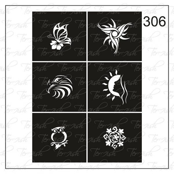 Plantilla para aerografía y diseño de uñas Nº 306