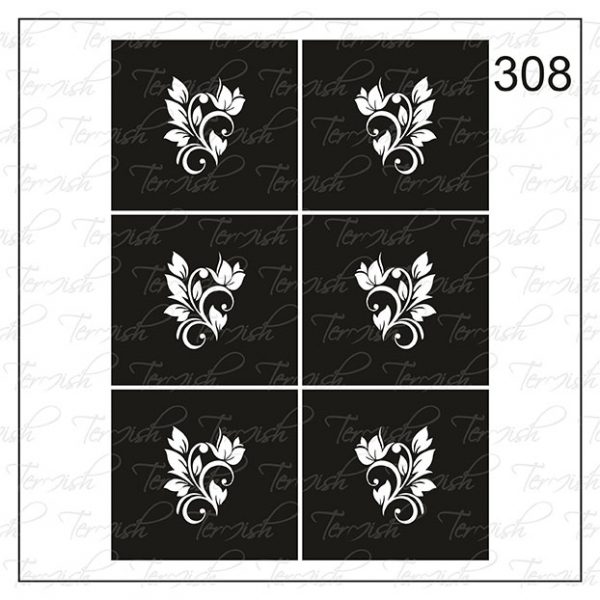 Plantilla para aerografía y diseño de uñas Nº 308