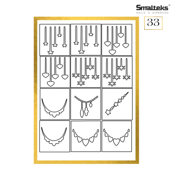 Plantilla para aerografía y diseño de uñas Smalteks 33