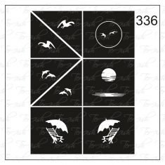 Plantilla para aerografía y diseño de uñas Nº 336