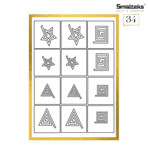 Plantilla para aerografía y diseño de uñas Smalteks 34