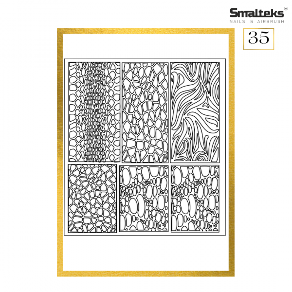 Plantilla para aerografía y diseño de uñas Smalteks 35