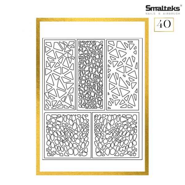 Plantilla para aerografía y diseño de uñas Smalteks 40