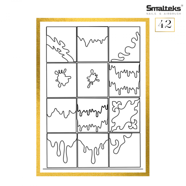 Plantilla para aerografía y diseño de uñas Smalteks 42