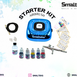 Kit Start completo aerografía en manicura azul Smalteks