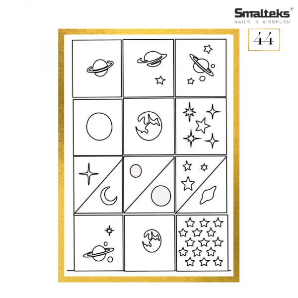 Plantilla para aerografía y diseño de uñas Smalteks 44