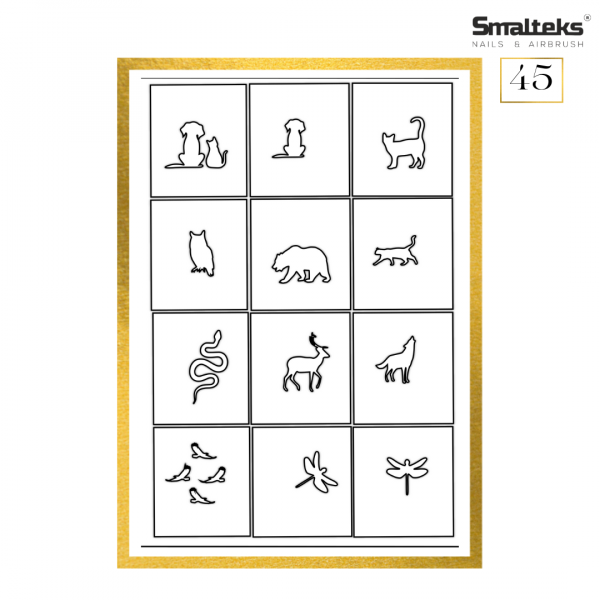 Plantilla para aerografía y diseño de uñas Smalteks 45