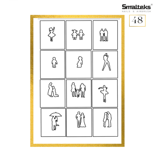 Plantilla para aerografía y diseño de uñas Smalteks 48