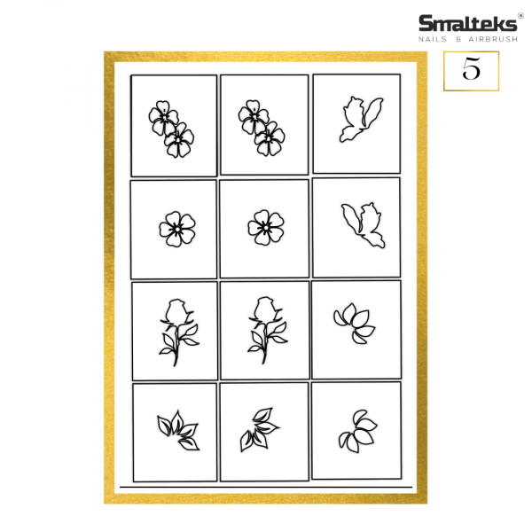 Plantilla para aerografía y diseño de uñas Smalteks 05