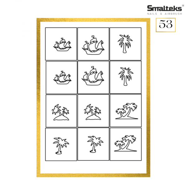 Plantilla para aerografía y diseño de uñas Smalteks 53