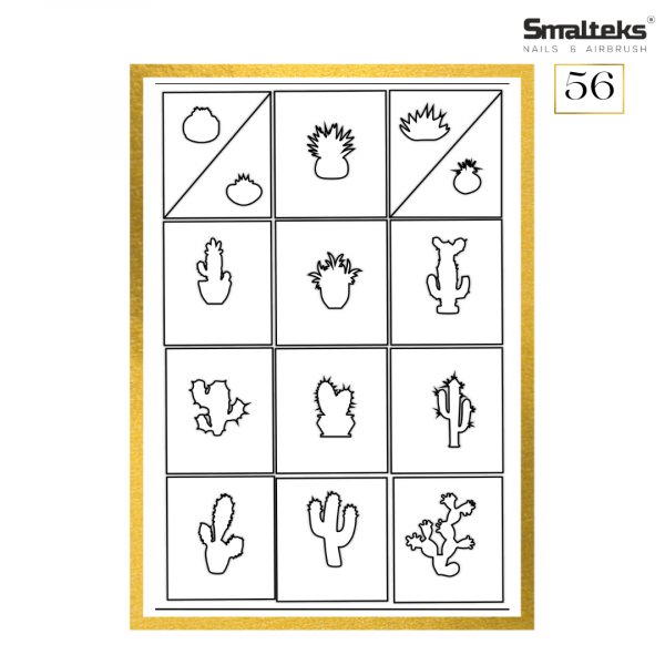 Plantilla para aerografía y diseño de uñas Smalteks 56