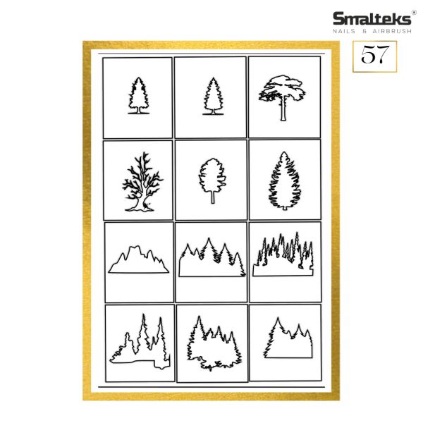 Plantilla para aerografía y diseño de uñas Smalteks 57