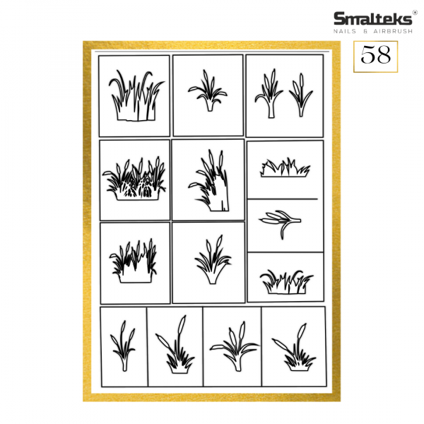 Plantilla para aerografía y diseño de uñas Smalteks 58