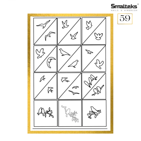 Plantilla para aerografía y diseño de uñas Smalteks 59