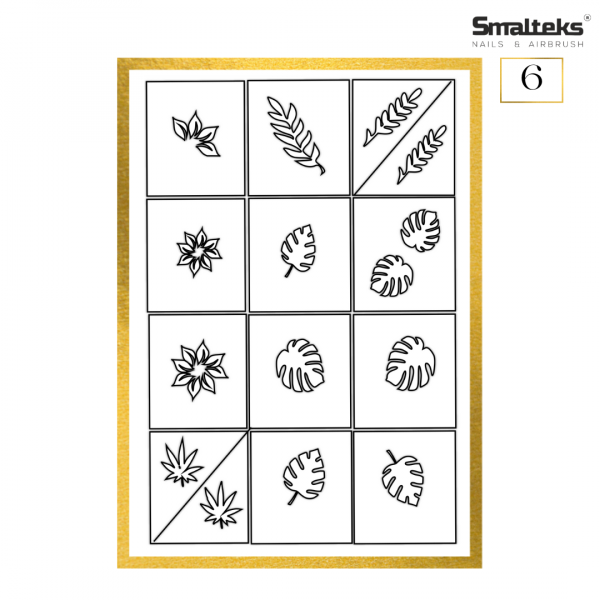 Plantilla para aerografía y diseño de uñas Smalteks 06