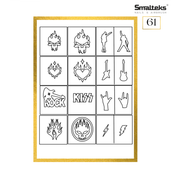 Plantilla para aerografía y diseño de uñas Smalteks 61