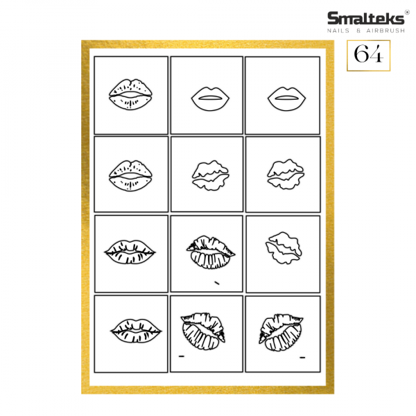 Plantilla para aerografía y diseño de uñas Smalteks 64