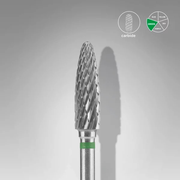 Fresa retirada de Carburo para uñas Verde Maíz EXPERT Diámetro De La Cabeza 4mm / Parte De Trabajo 14mm Staleks #14 SKU: FT90G040/14