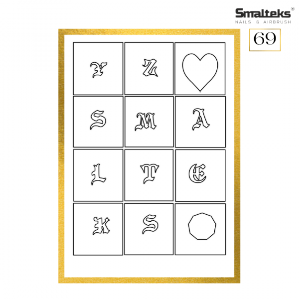 Plantilla para aerografía y diseño de uñas Smalteks 69