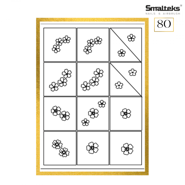 Plantilla para aerografía y diseño de uñas Smalteks 80