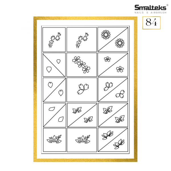 Plantilla para aerografía y diseño de uñas Smalteks 84
