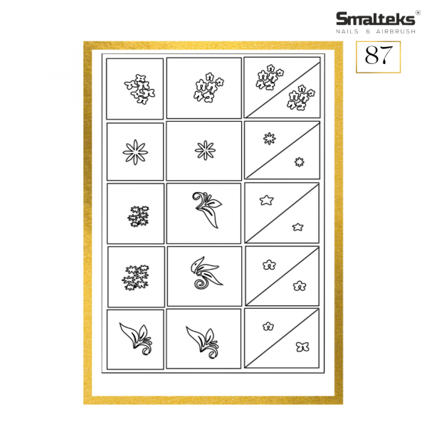 Plantilla para aerografía y diseño de uñas Smalteks 87