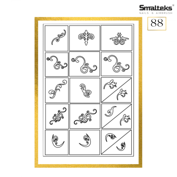 Plantilla para aerografía y diseño de uñas Smalteks 88