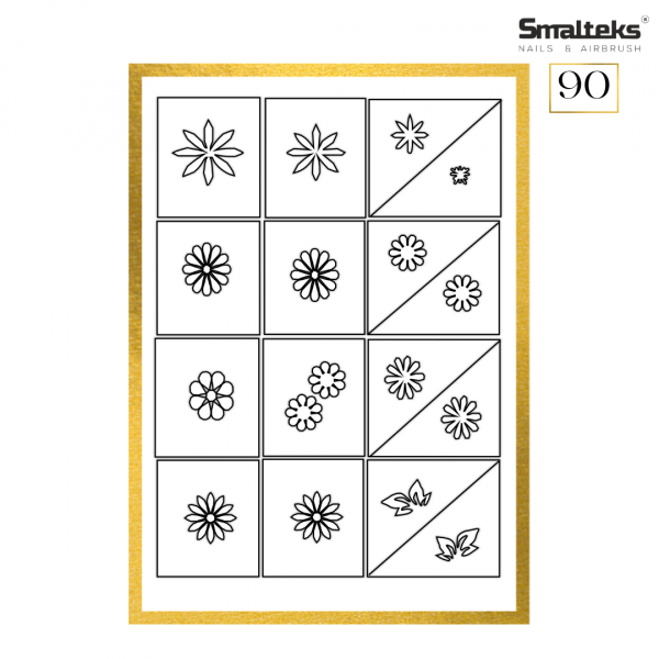 Plantilla para aerografía y diseño de uñas Smalteks 90