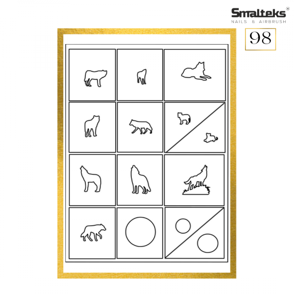 Plantilla para aerografía y diseño de uñas Smalteks 98