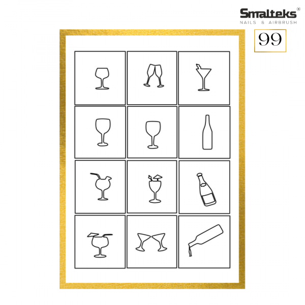 Plantilla para aerografía y diseño de uñas Smalteks 99
