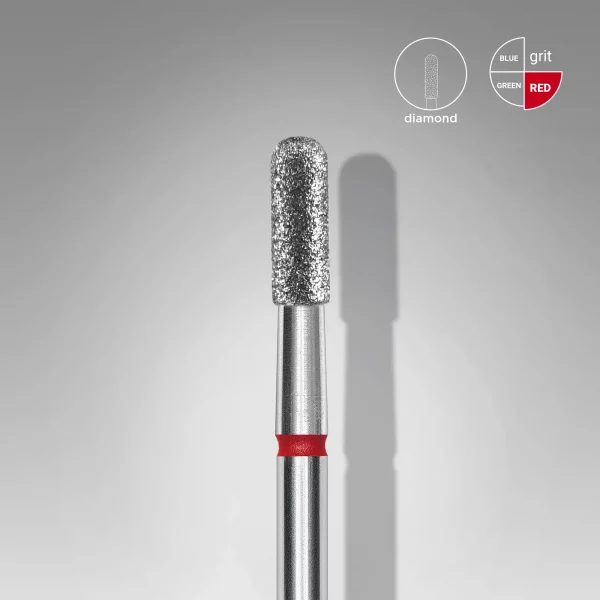 Fresa manicura Diamante Cilíndrica Redondeada Roja EXPERT, Diámetro De 2,3 Mm / Parte De Trabajo De 6,5 Mm Staleks #34 SKU: FA30R023/6.5