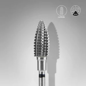 Fresa retirada de Carburo de Tungsteno para uñas, Cono De Pino, Negra, Dura, EXPERT, Diámetro De La Cabeza 6mm / Parte De Trabajo 14mm Staleks #15 SKU: FT110H060/14