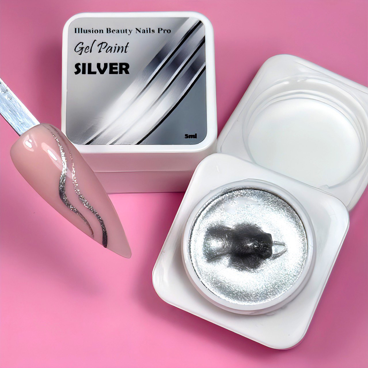 Gel paint Silver 1 illusion beauty Nails - 5gr