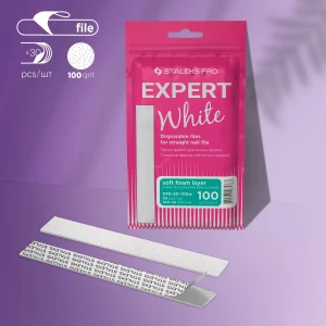 Limas Desechables Blancas Para Uñas Rectas (Base Suave) EXPERT 20 (30 Uds.) Staleks DFE-20-100W