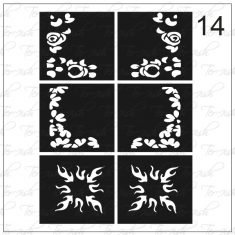 Plantilla para aerografía y diseño de uñas Nº 14