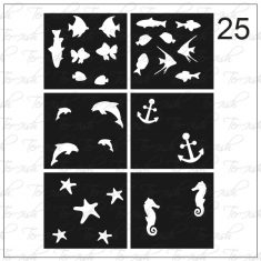 Plantilla para aerografía y diseño de uñas Nº 25