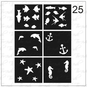 Plantilla para aerografía y diseño de uñas Nº 25