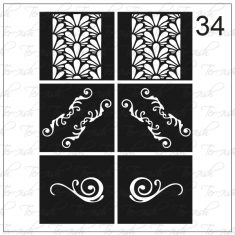 Plantilla para aerografía y diseño de uñas Nº 34