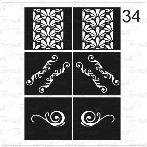 Plantilla para aerografía y diseño de uñas Nº 34