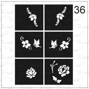 Plantilla para aerografía y diseño de uñas Nº 36