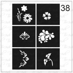 Plantilla para aerografía y diseño de uñas Nº 38